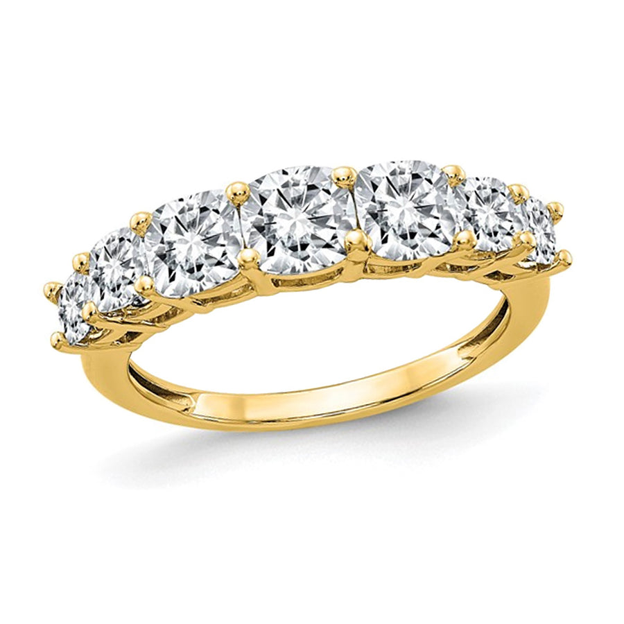 1.60 Carat (ctw) Synthetic Moissanite Anniversary Ring in 14K Yellow Gold Image 1