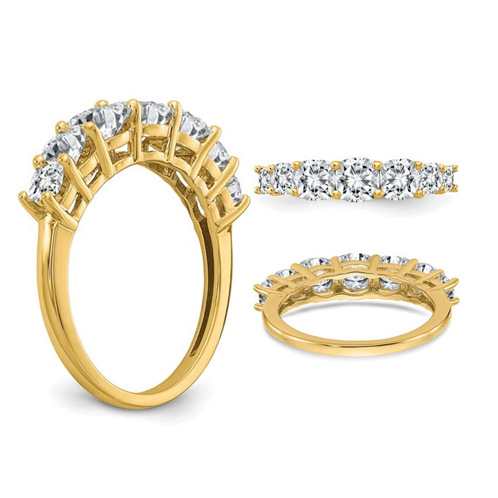 1.60 Carat (ctw) Synthetic Moissanite Anniversary Ring in 14K Yellow Gold Image 3