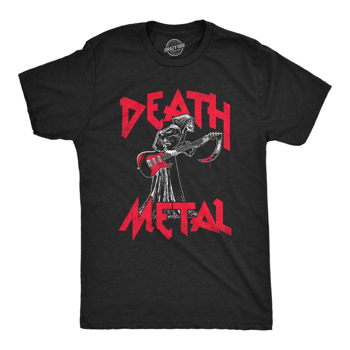 Mens Death Metal T Shirt Funny Brutal Grim Reaper Bloody Guitar Tee For Guys Image 1