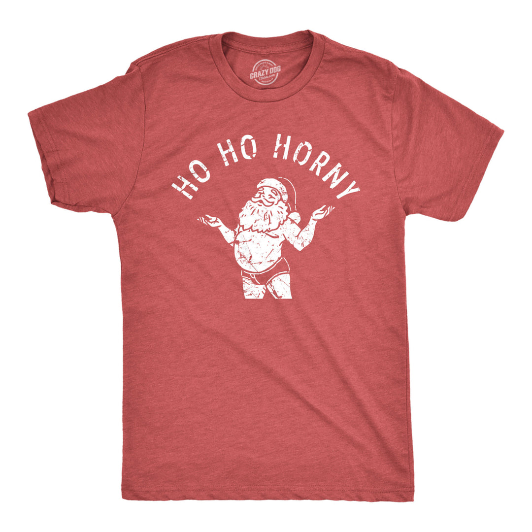 Mens Ho Ho Horny T Shirt Funny Naughty Sexy Shirtless Santa Claus Joke Tee For Guys Image 1