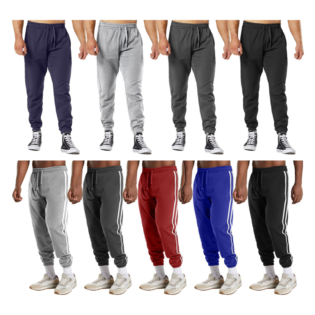 3-Pack: Mens Casual Fleece-Lined Elastic Bottom Sweatpants Jogger Pants with Pockets Image 1