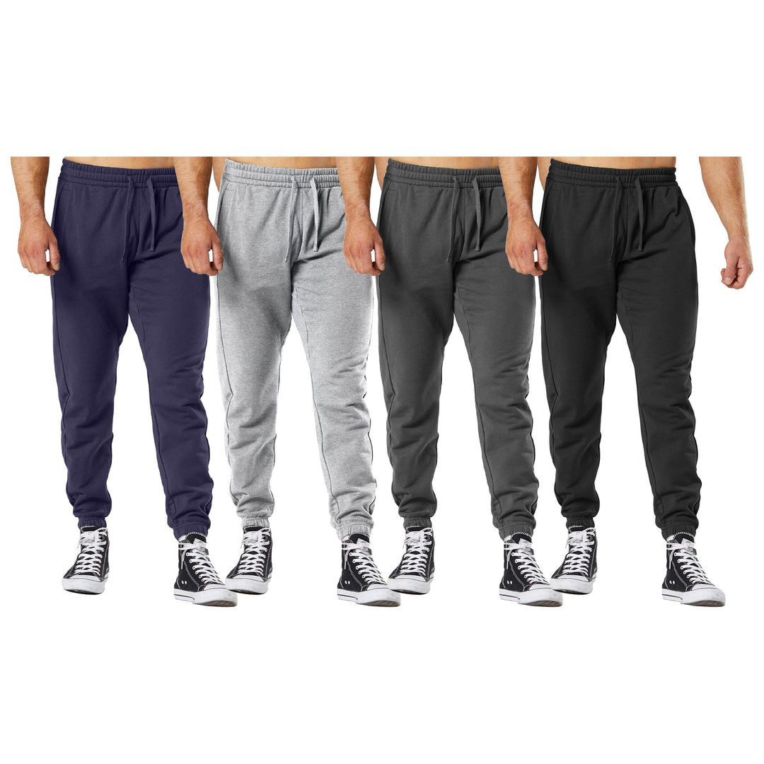 3-Pack: Mens Casual Fleece-Lined Elastic Bottom Sweatpants Jogger Pants with Pockets Image 1