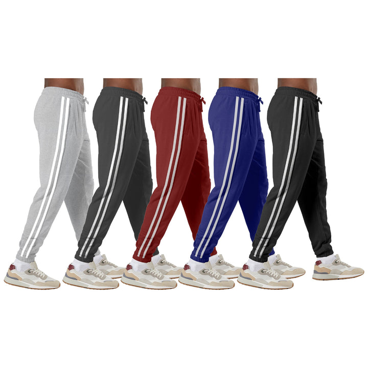 3-Pack: Mens Casual Fleece-Lined Elastic Bottom Sweatpants Jogger Pants with Pockets Image 1
