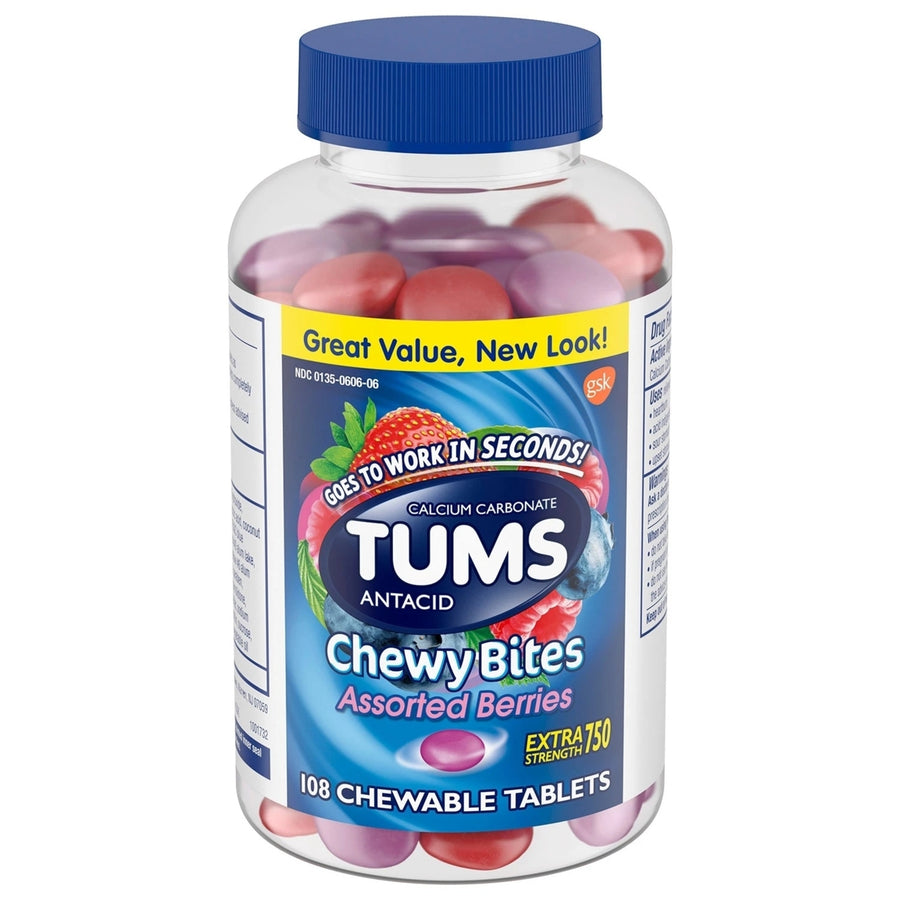 TUMS Chewy Bites Antacid Tablets for Heartburn ReliefAssorted Berries (108 Ct) Image 1