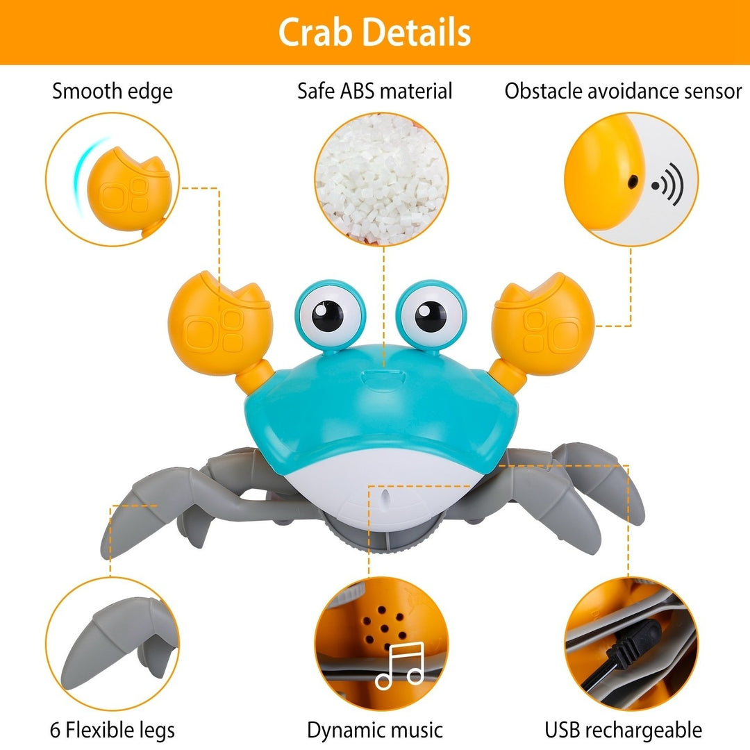 Crawling Crab Baby Toy LED Music Interactive Learning Rechargeable Green ABS Image 4