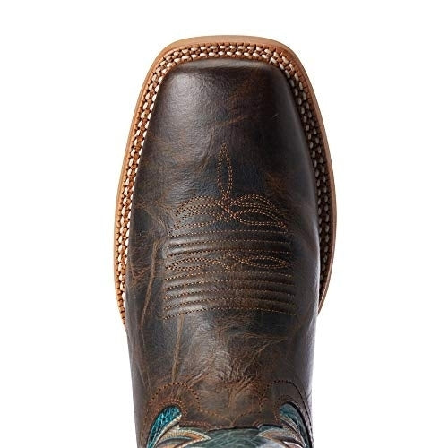 ARIAT Mens Challenger Stout Western Boot Wide Square Toe Stout Brown Atlanta Blue - 10033942 Image 4