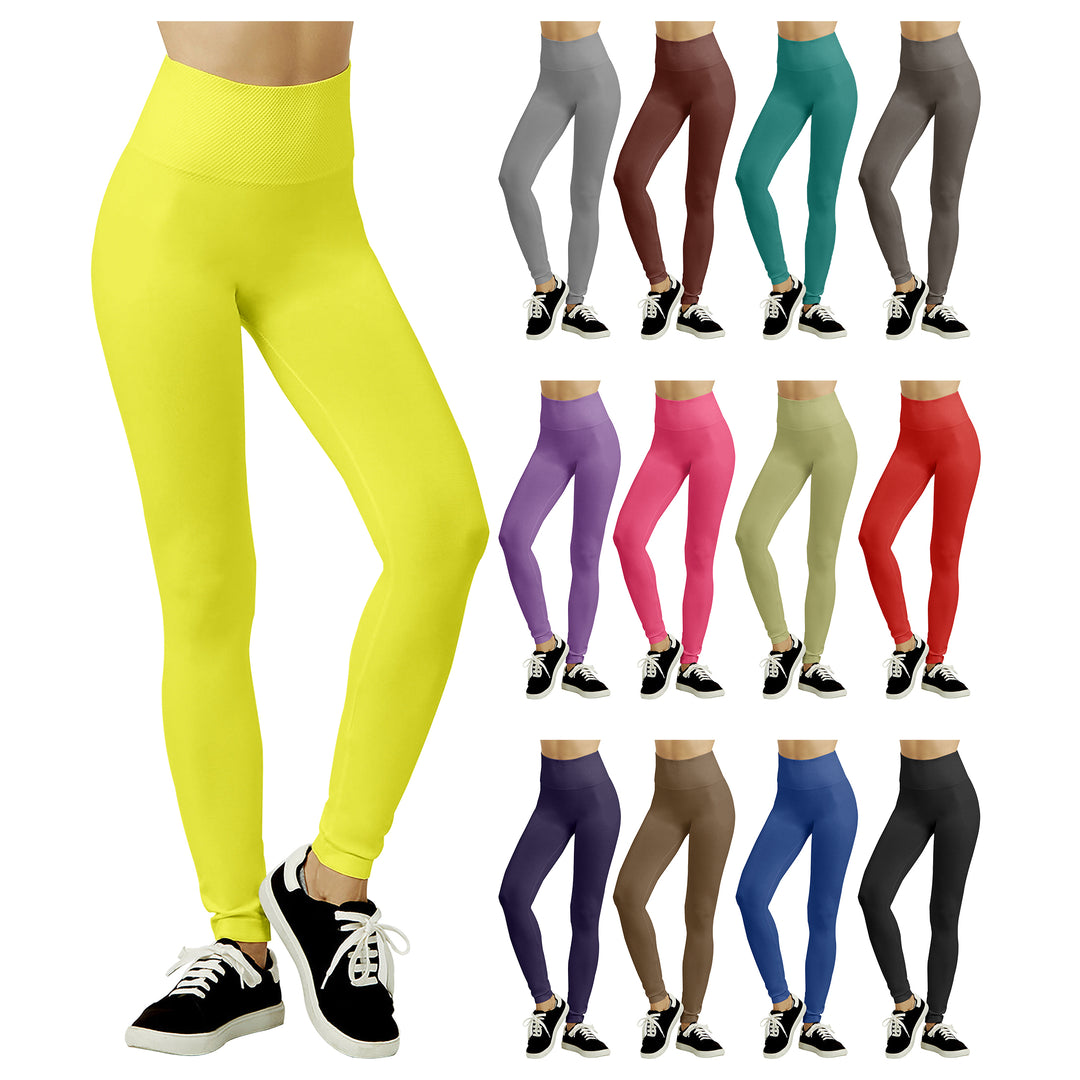 5-Pack Womens Fleece-Lined High Waisted Workout Yoga Leggings Image 4