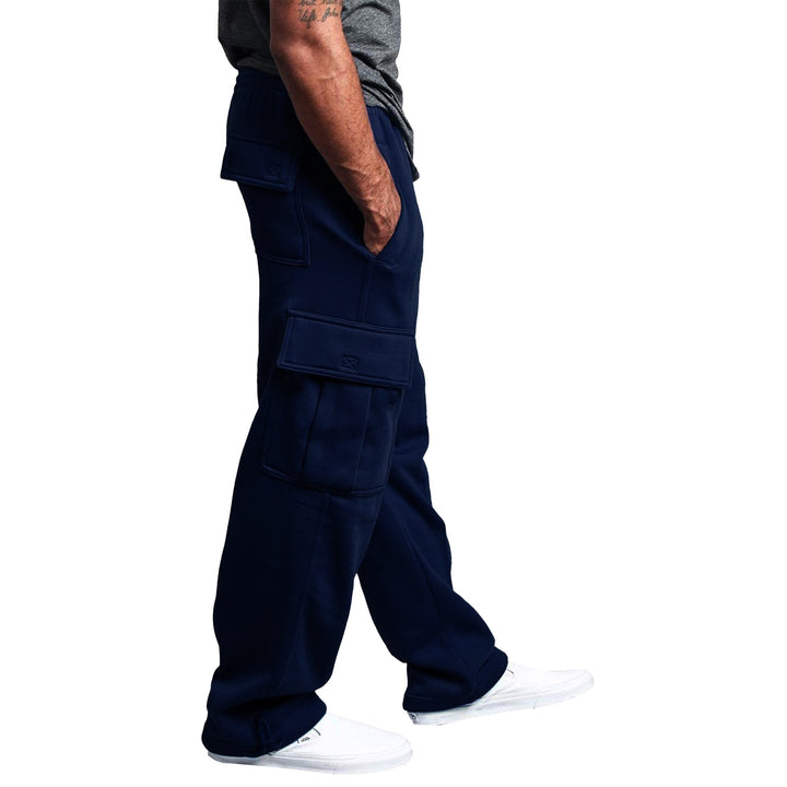 Mens Casual Cargo Jogger Sweatpants 2-Pack Elastic Waist Multi-Pocket Activewear Image 4