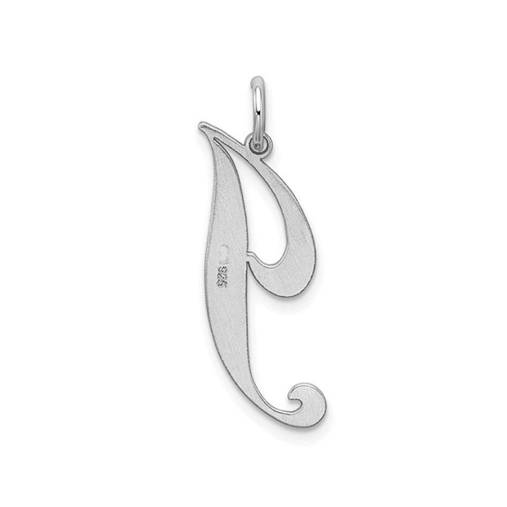 Sterling Silver Fancy Script Initial -J- Pendant Necklace Charm with Chain Image 2