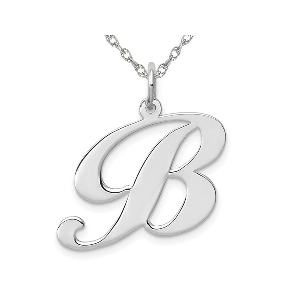 Sterling Silver Fancy Script Initial -B- Pendant Necklace Charm with Chain Image 1