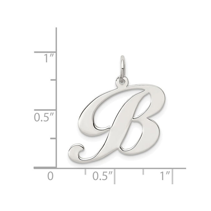 Sterling Silver Fancy Script Initial -B- Pendant Necklace Charm with Chain Image 3