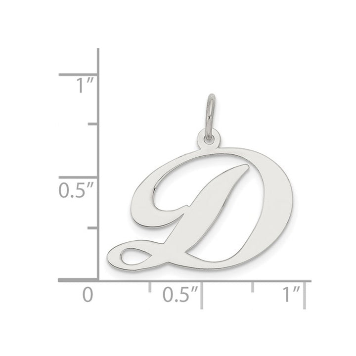 Sterling Silver Fancy Script Initial -D- Pendant Necklace Charm with Chain Image 3