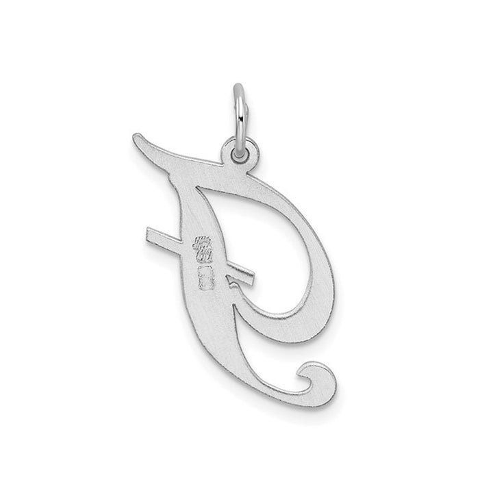 Sterling Silver Fancy Script Initial -F- Pendant Necklace Charm with Chain Image 2