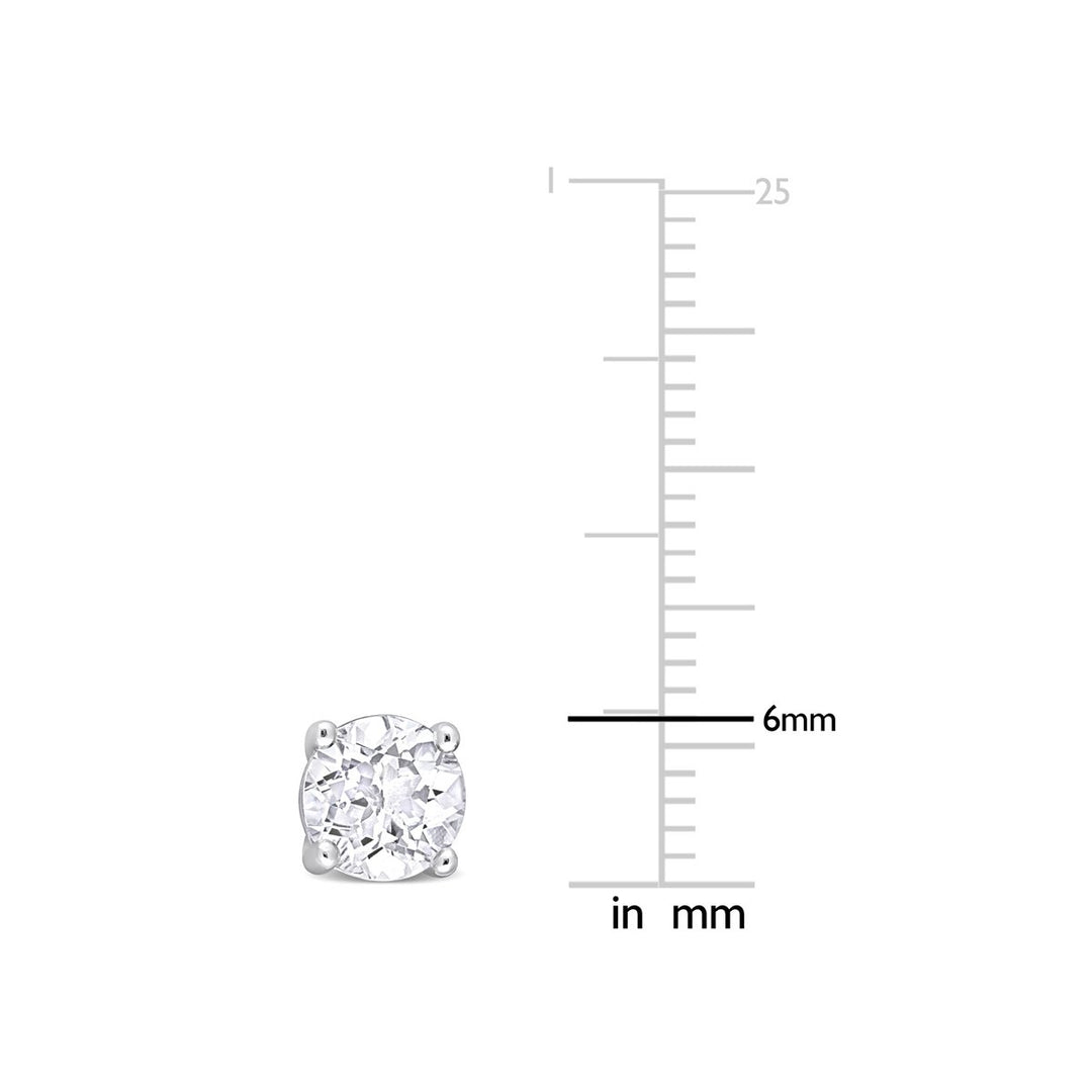 2.00 Carat (ctw) White Topaz Solitaire Stud Earrings in Sterling Silver (6mm) Image 3