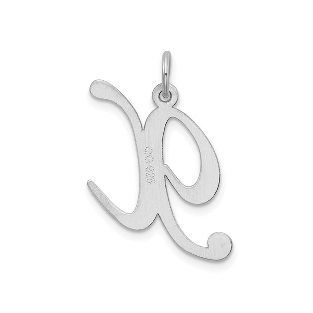 Sterling Silver Fancy Script Initial -X- Pendant Necklace Charm with Chain Image 3