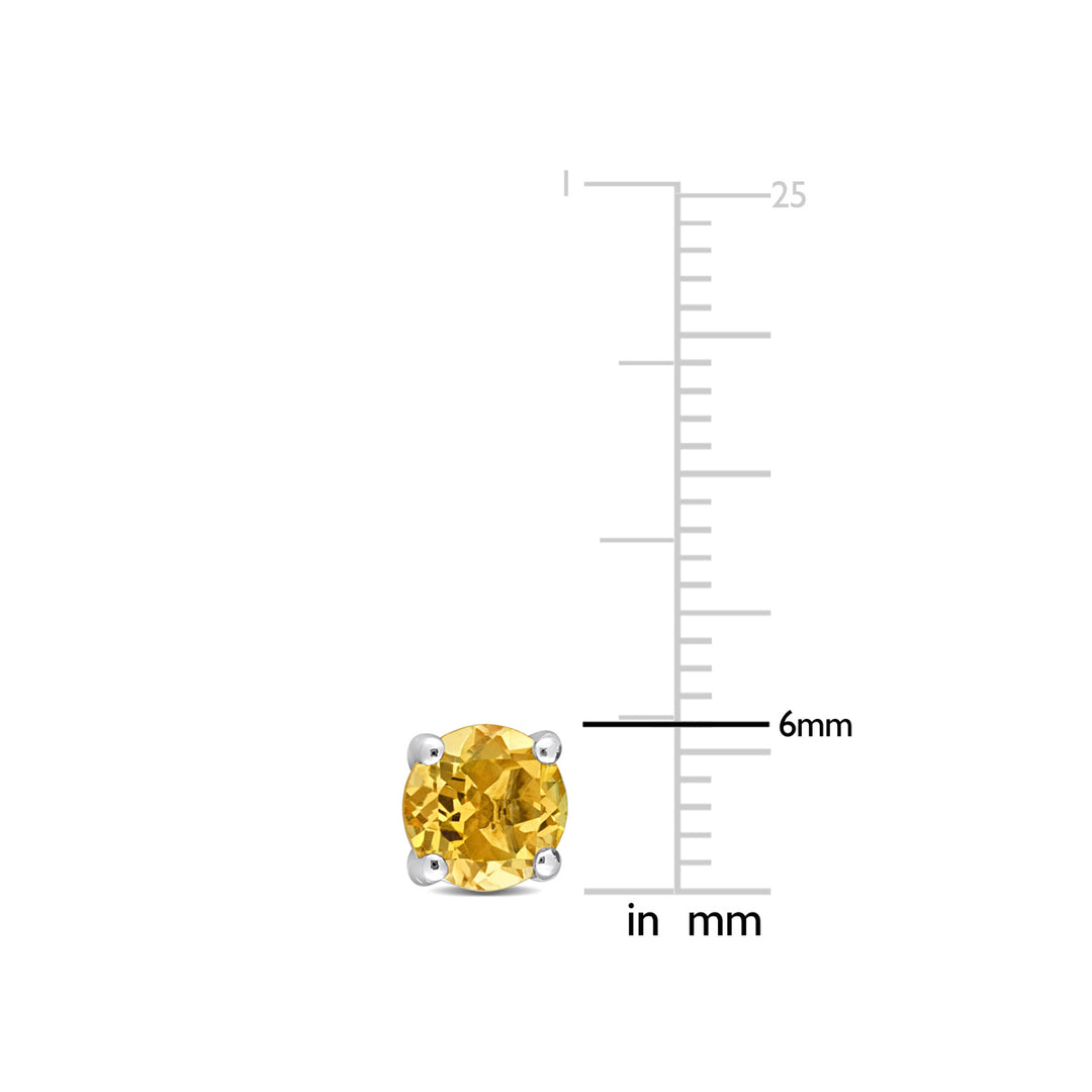 1.50 Carat (ctw) Citrine Solitaire Stud Earrings in Sterling Silver (6mm) Image 3