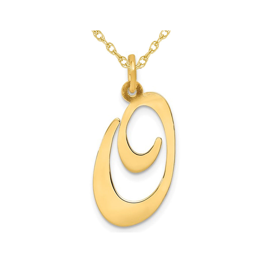 10K Yellow Gold Fancy Script Initial -O- Pendant Necklace Charm with Chain Image 1
