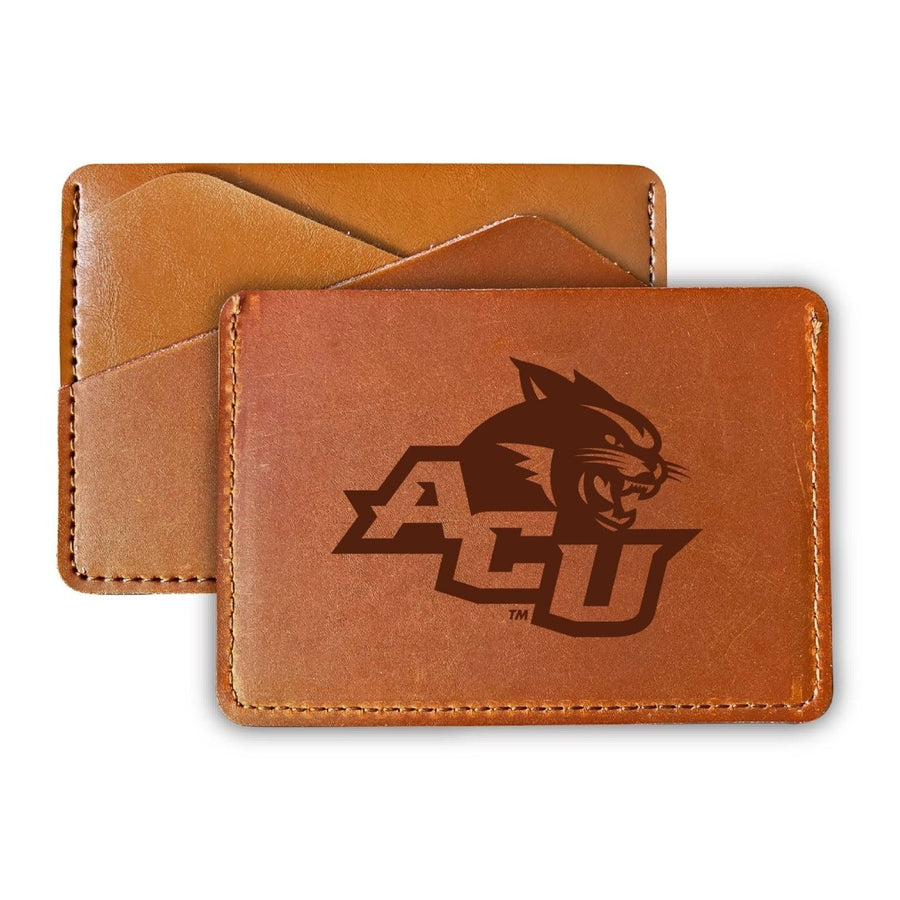 Elegant Abilene Christian University Leather Card Holder Wallet - Slim ProfileEngraved Design Image 1