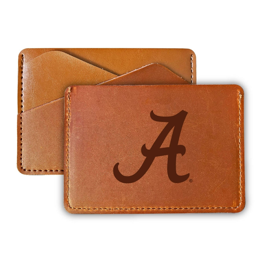 Elegant Alabama Crimson Tide Leather Card Holder Wallet - Slim Profile Engraved Design Image 1