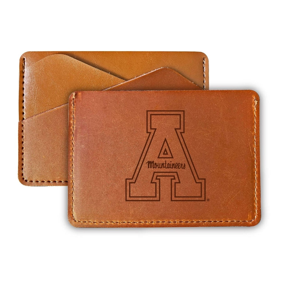 Elegant Appalachian State Leather Card Holder Wallet - Slim ProfileEngraved Design Image 1