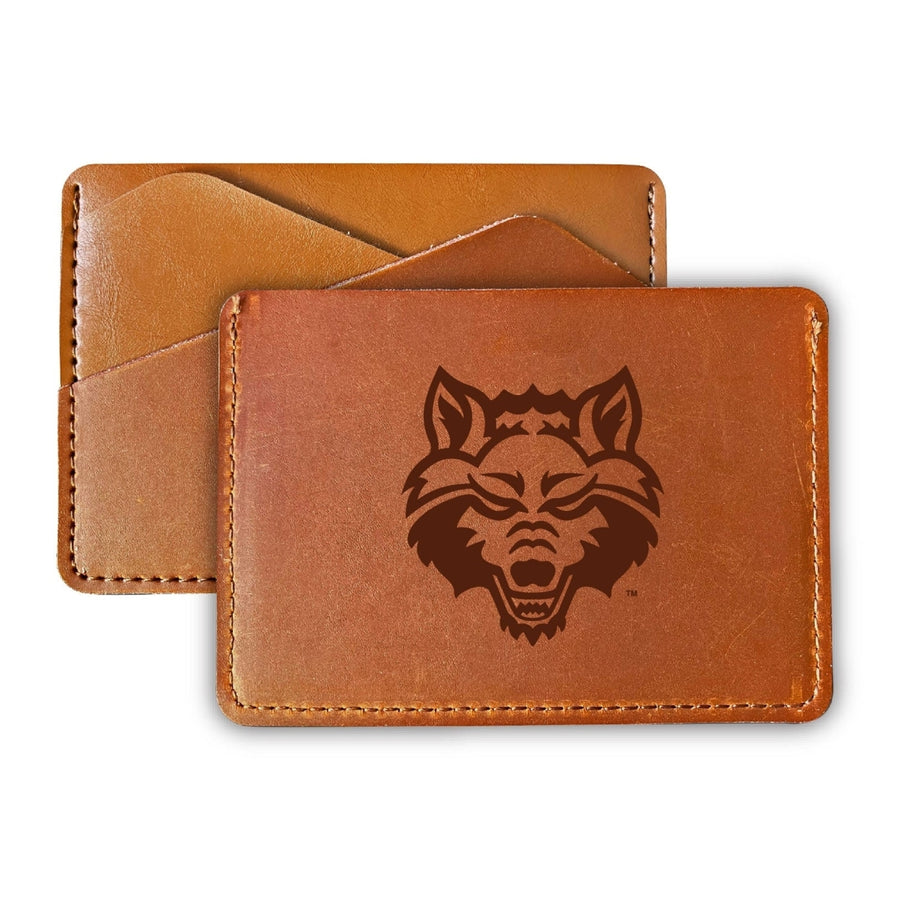 Elegant Arkansas State Leather Card Holder Wallet - Slim Profile Engraved Design Image 1