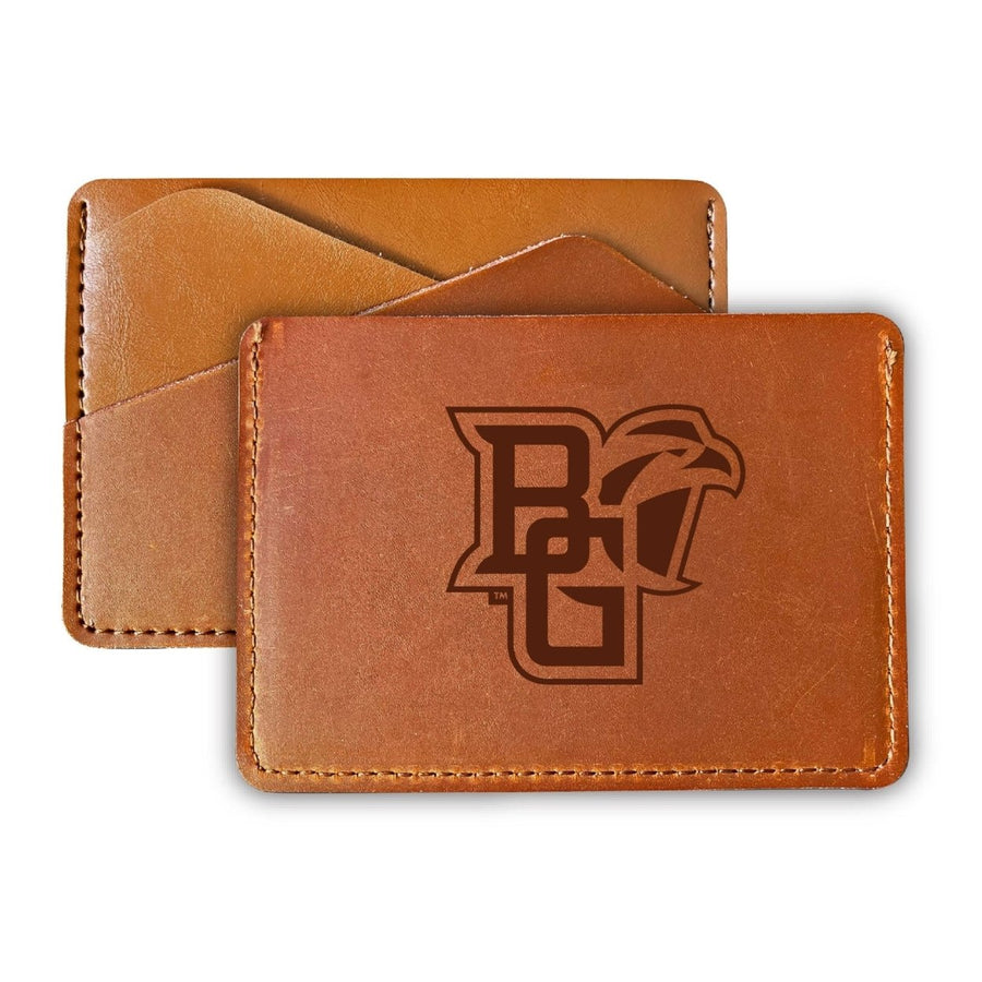 Elegant Bowling Green Falcons Leather Card Holder Wallet - Slim ProfileEngraved Design Image 1