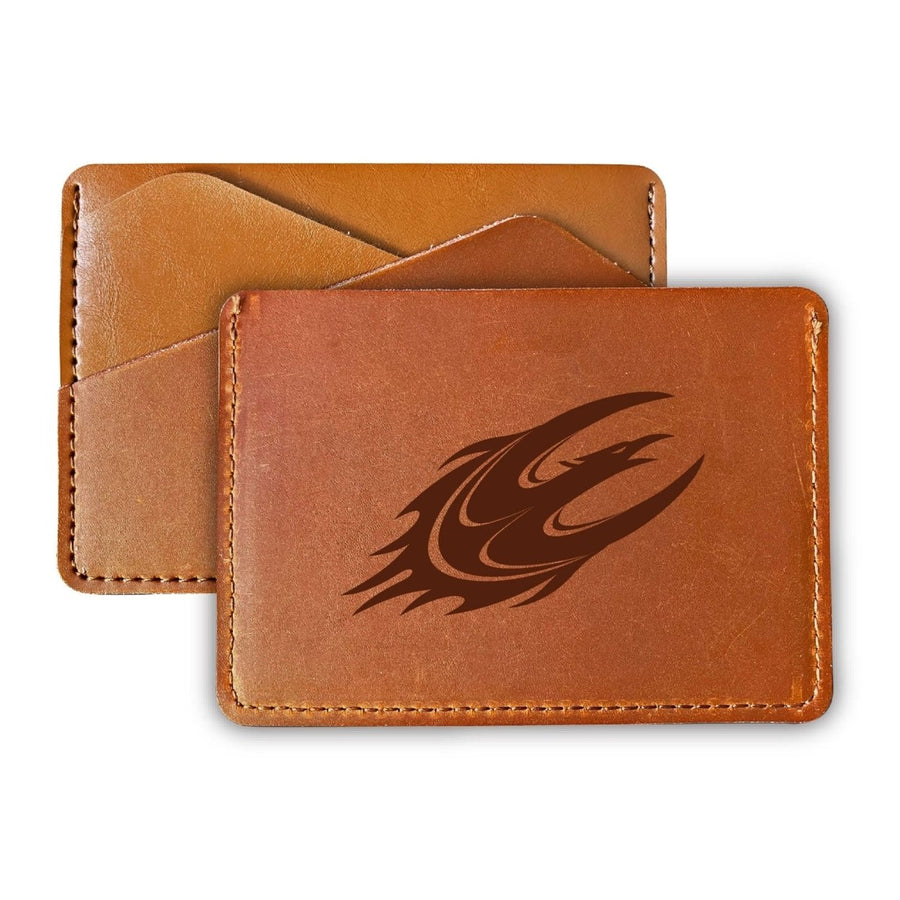 Elegant Elon University Leather Card Holder Wallet - Slim ProfileEngraved Design Image 1