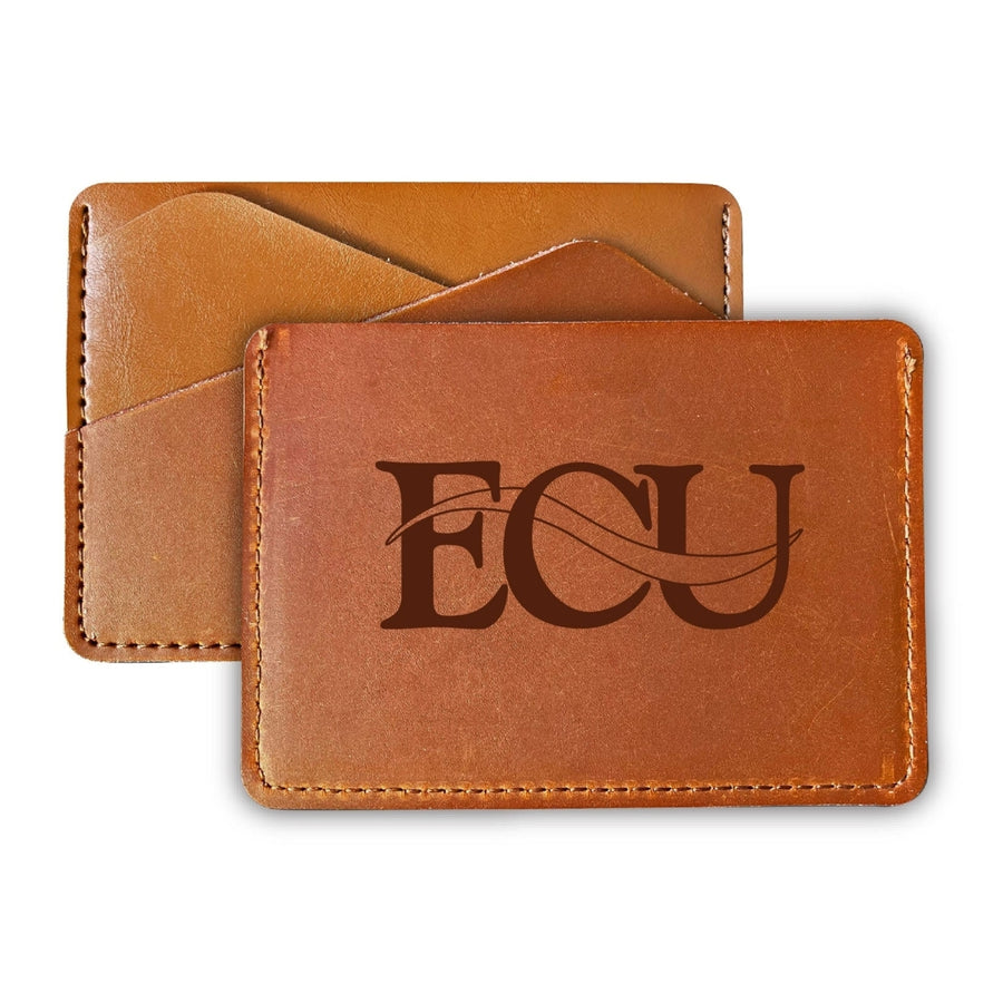 Elegant East Central University Tigers Leather Card Holder Wallet - Slim Profile Engraved Design Image 1