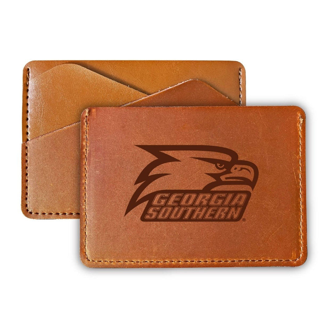 Elegant Georgia Southern Eagles Leather Card Holder Wallet - Slim ProfileEngraved Design Image 1