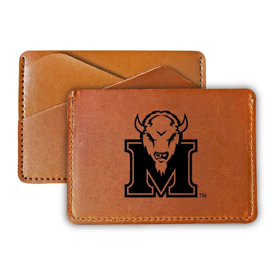 Elegant Marshall Thundering Herd Leather Card Holder Wallet - Slim ProfileEngraved Design Image 1