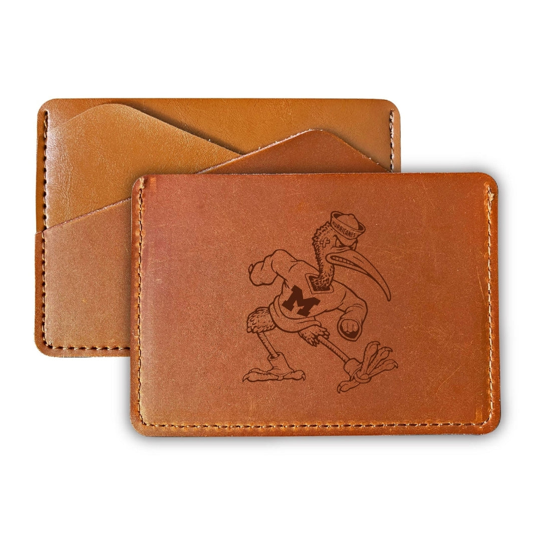 Miami Hurricanes College Leather Card Holder Wallet Image 1