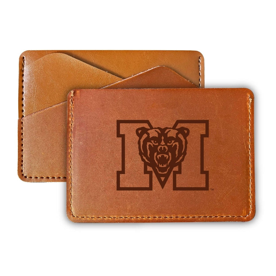 Elegant Mercer University Leather Card Holder Wallet - Slim Profile Engraved Design Image 1