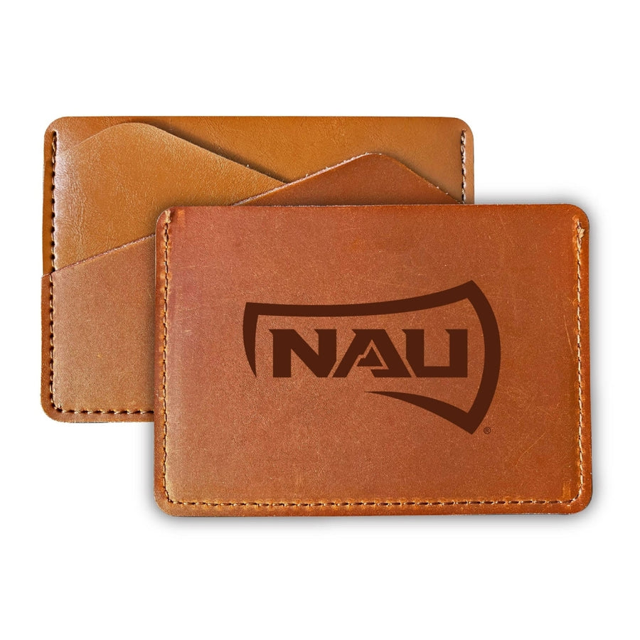 Elegant Northern Arizona University Leather Card Holder Wallet - Slim Profile Engraved Design Image 1