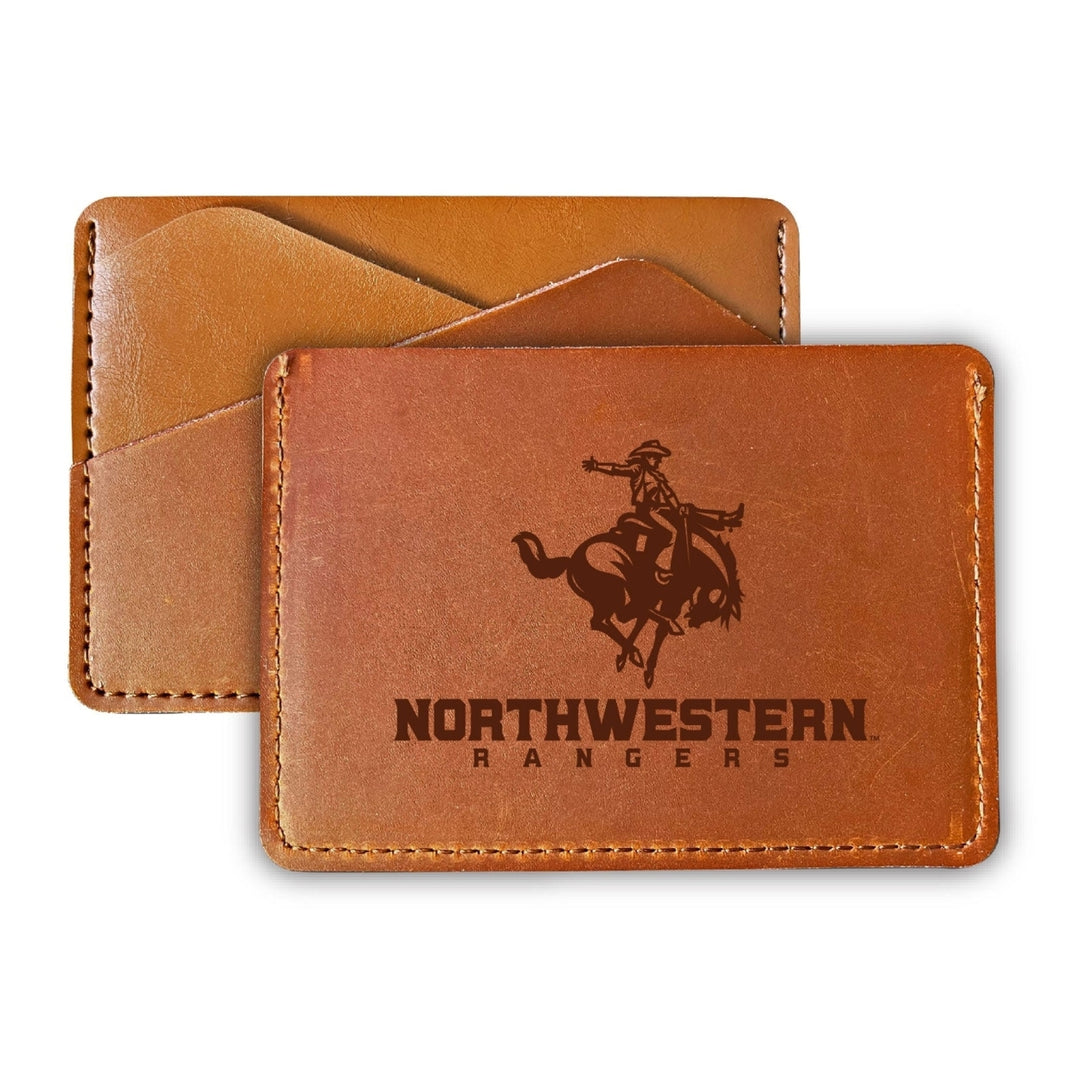 Elegant Northwestern Oklahoma State University Leather Card Holder Wallet - Slim Profile Engraved Design Image 1