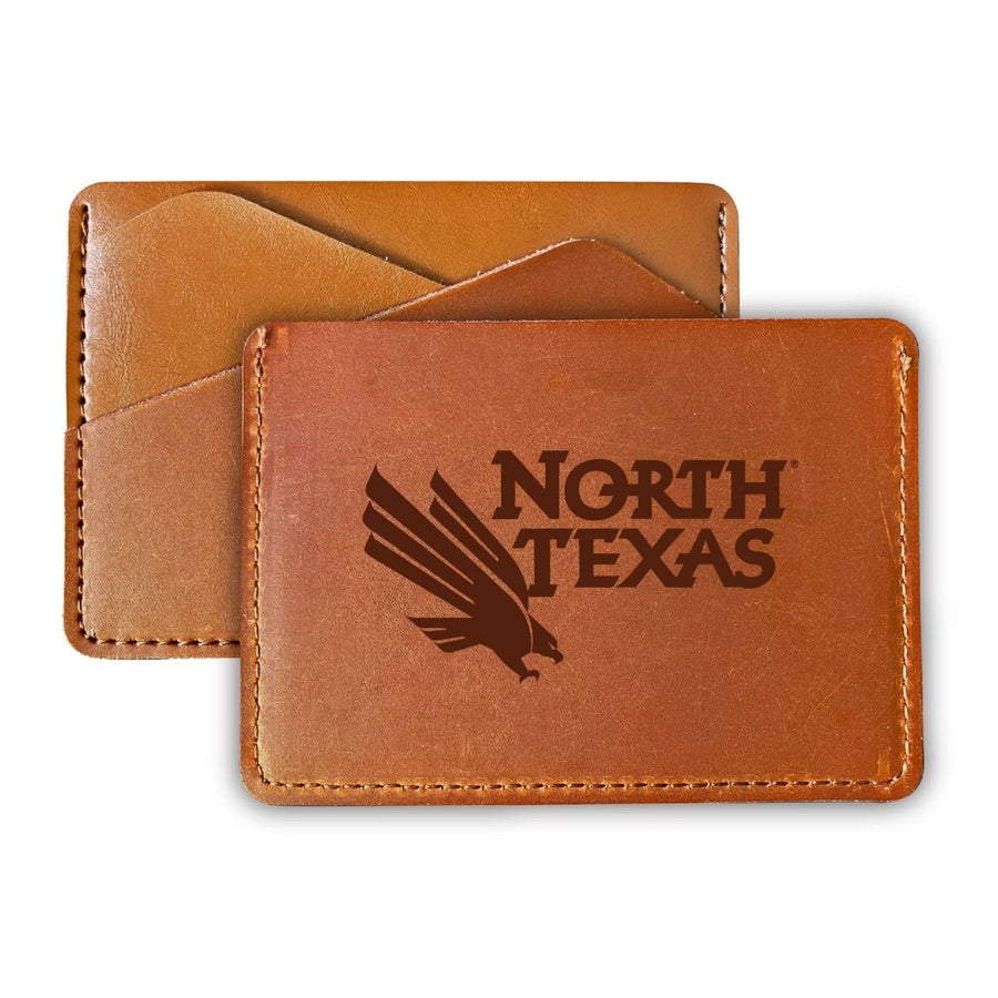 Elegant North Texas Leather Card Holder Wallet - Slim ProfileEngraved Design Image 1