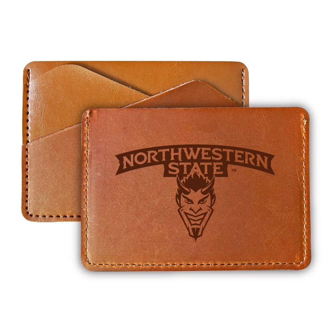 Northwestern State Demons College Leather Card Holder Wallet Image 1