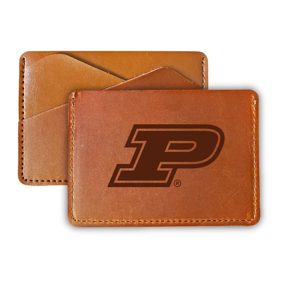 Elegant Purdue Boilermakers Leather Card Holder Wallet - Slim Profile Engraved Design Image 1