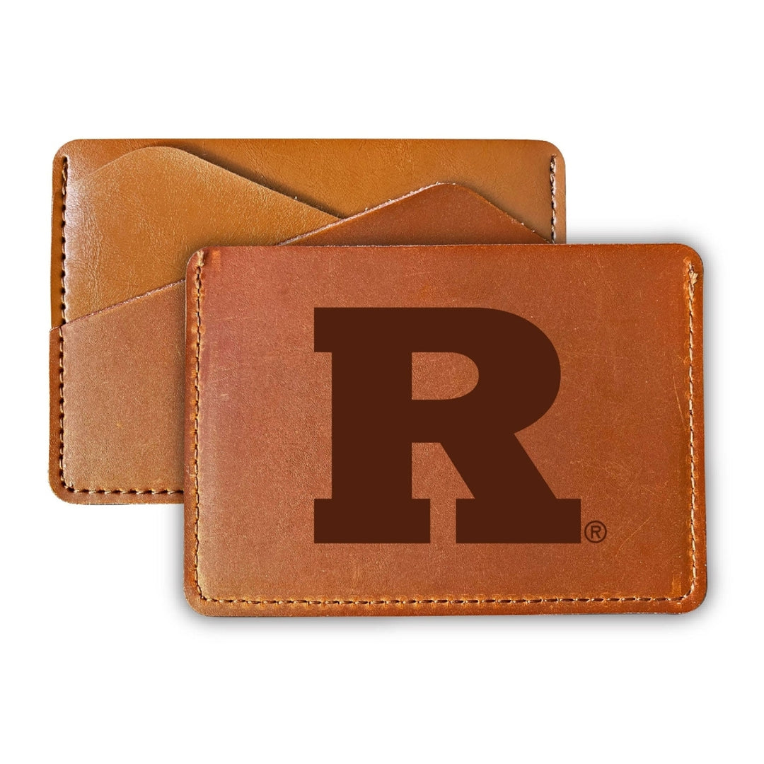 Elegant Rutgers Scarlet Knights Leather Card Holder Wallet - Slim Profile Engraved Design Image 1