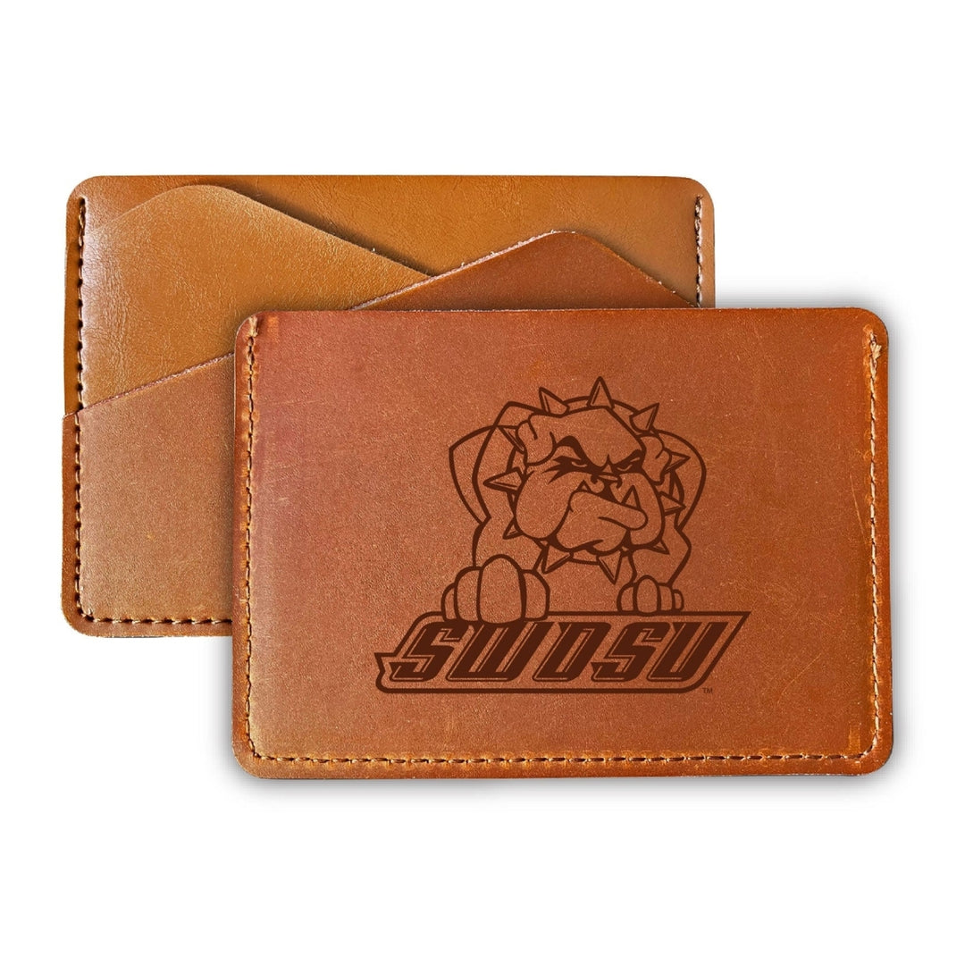 Elegant Southwestern Oklahoma State University Leather Card Holder Wallet - Slim Profile Engraved Design Image 1