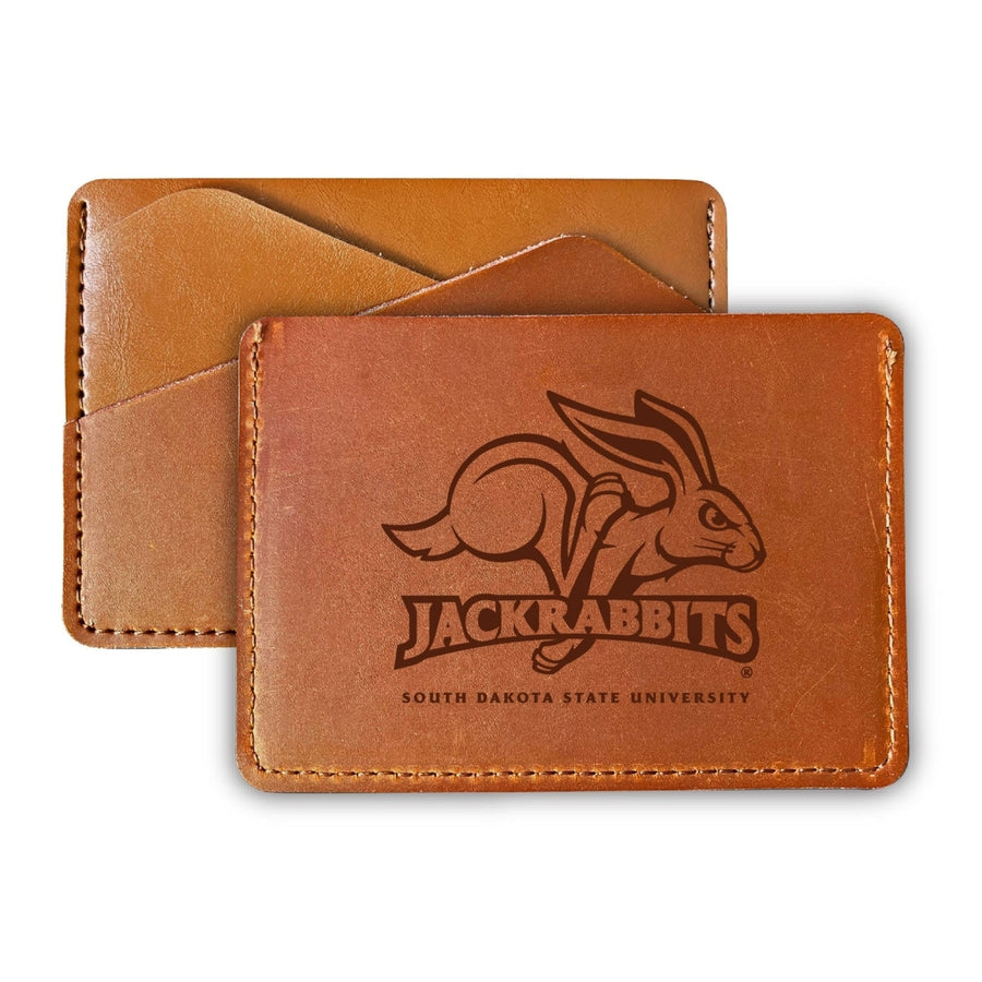 Elegant South Dakota State Jackrabbits Leather Card Holder Wallet - Slim Profile Engraved Design Image 1