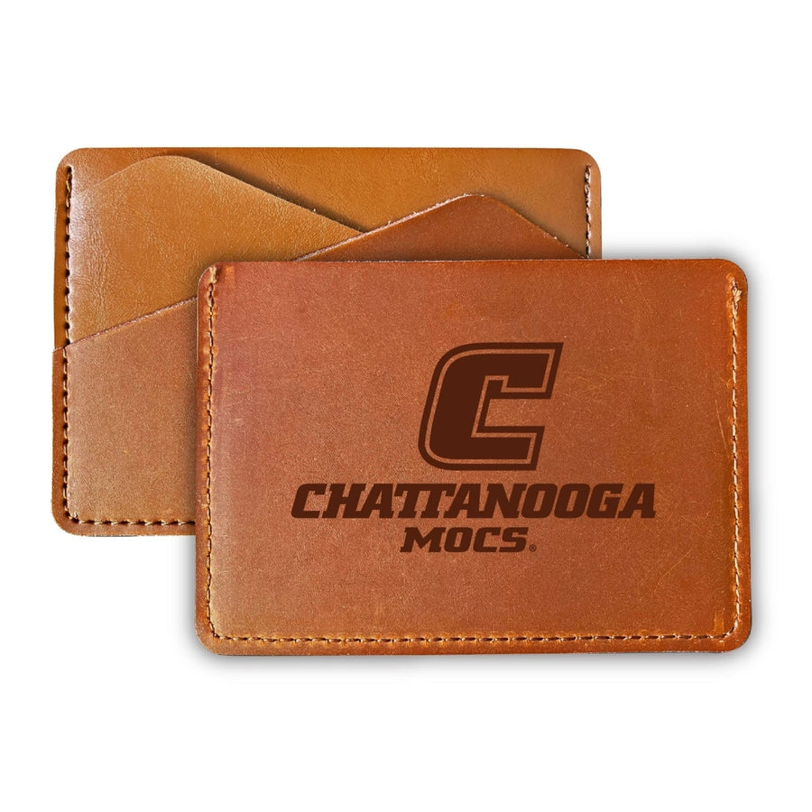 Elegant University of Tennessee at Chattanooga Leather Card Holder Wallet - Slim Profile Engraved Design Image 1