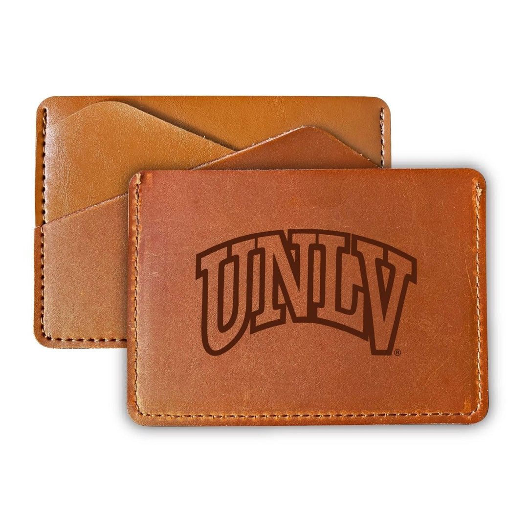 Elegant UNLV Rebels Leather Card Holder Wallet - Slim ProfileEngraved Design Image 1
