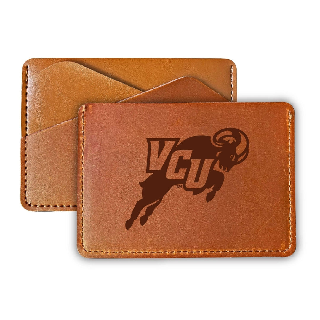 Elegant Virginia Commonwealth Leather Card Holder Wallet - Slim Profile Engraved Design Image 1