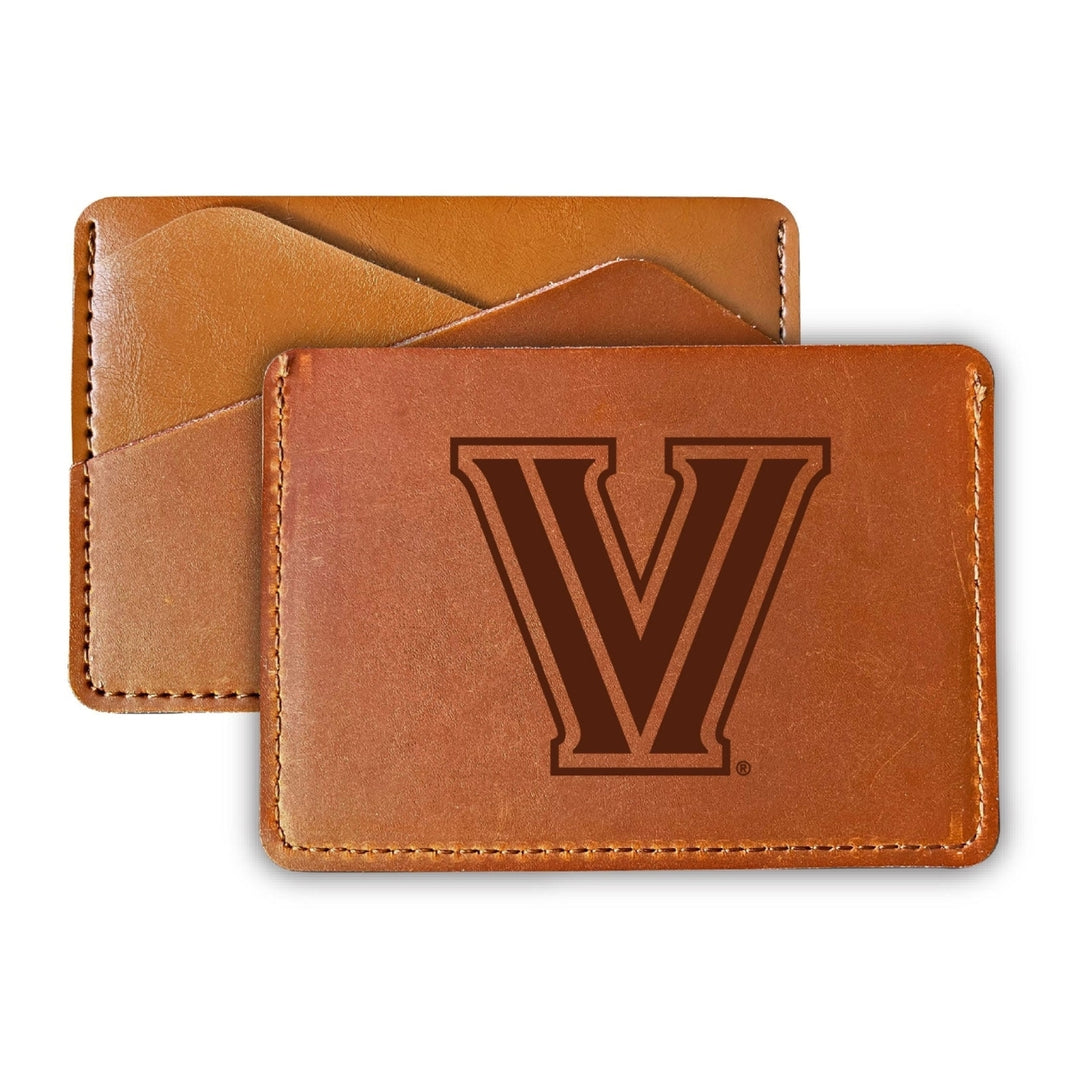 Elegant Villanova Wildcats Leather Card Holder Wallet - Slim Profile Engraved Design Image 1