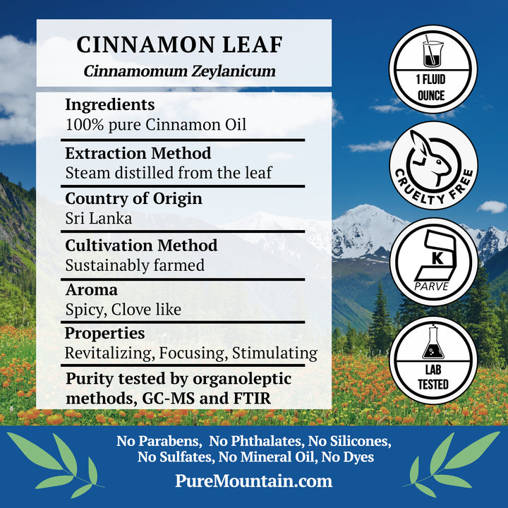 Cinnamon Leaf Essential Oil - Full 1oz (30 ml) Bottle - Premium Quality 100% Pure and Kosher Certified Cinnamomum Image 2