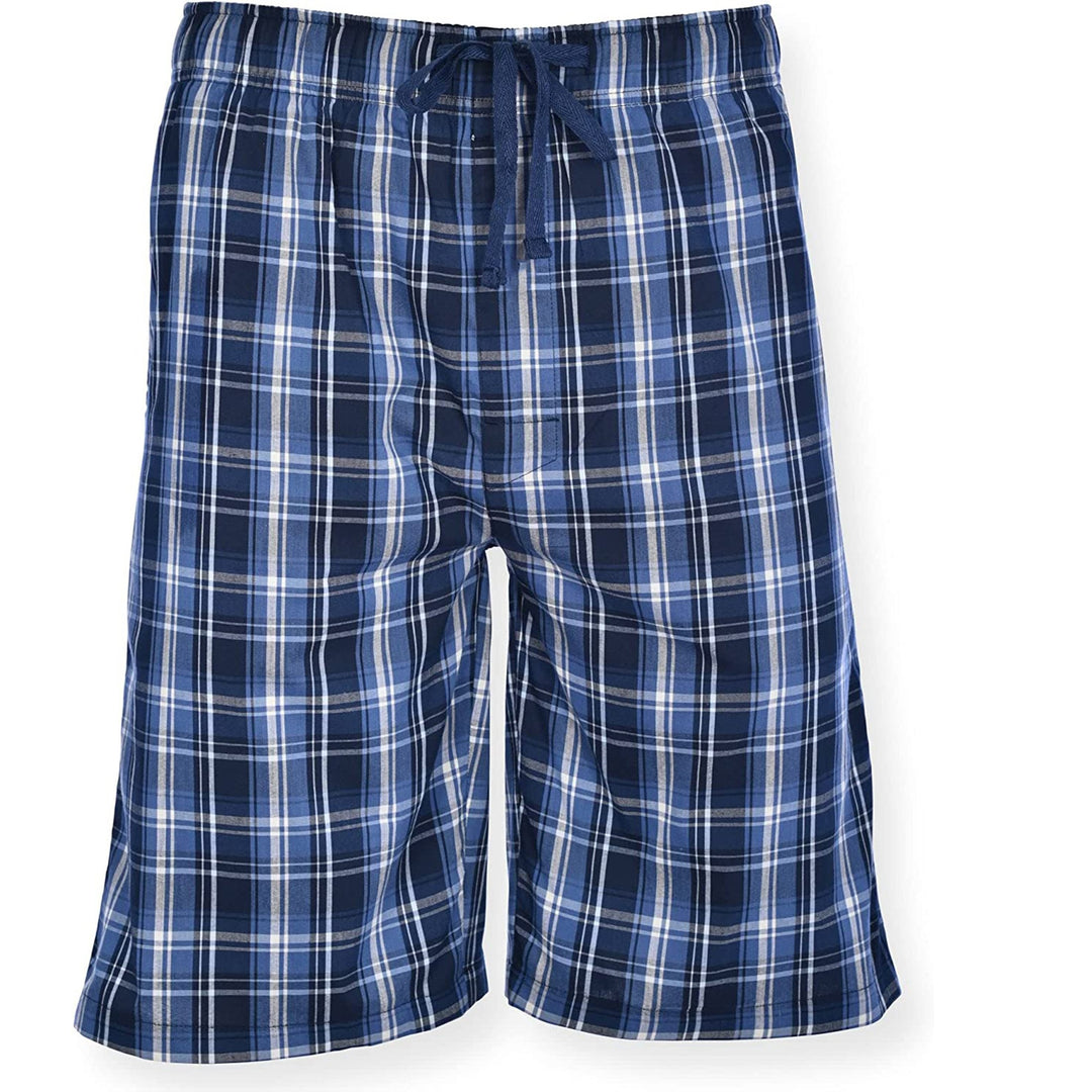 Mens Plaid Flannel Pajama Shorts 3-Pack Elastic Waistband Relaxed Fit Lightweight Image 6