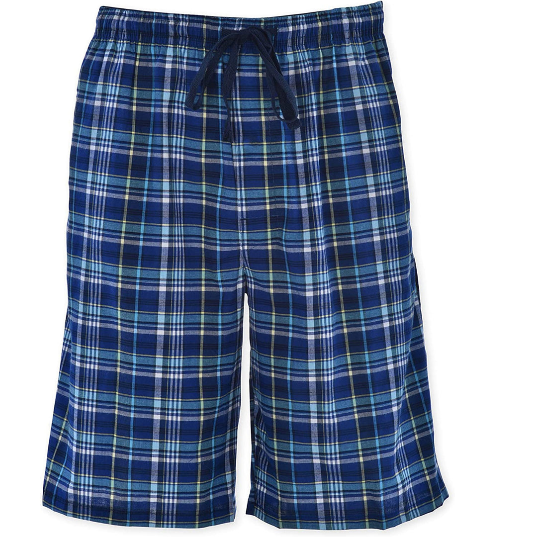 Mens Plaid Flannel Pajama Shorts 3-Pack Elastic Waistband Relaxed Fit Lightweight Image 7