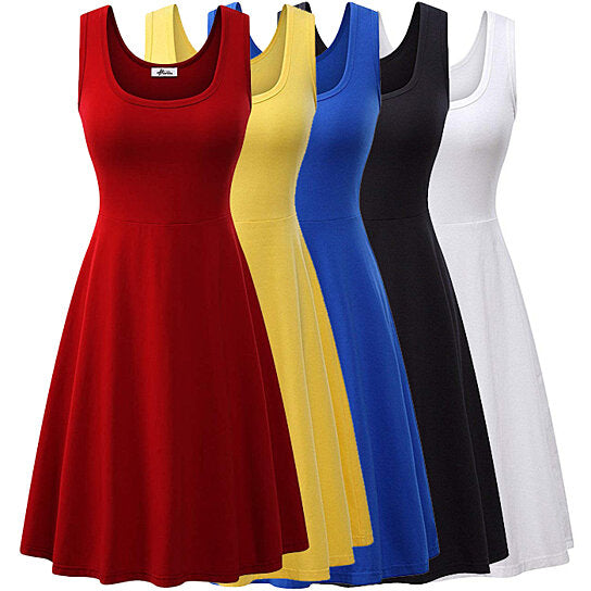 Fit and Flare A-Line Tank DressMultiple ColorsS-2x Image 1