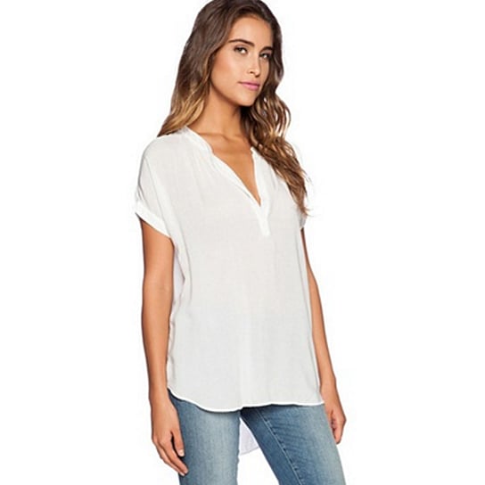 S-4XL Plus Size Women Sexy V Neck Chiffon Blouse Ladies Summer Slim T Shirt Image 1