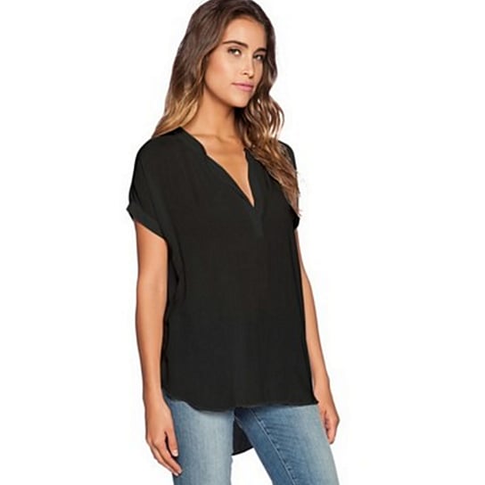 S-4XL Plus Size Women Sexy V Neck Chiffon Blouse Ladies Summer Slim T Shirt Image 3